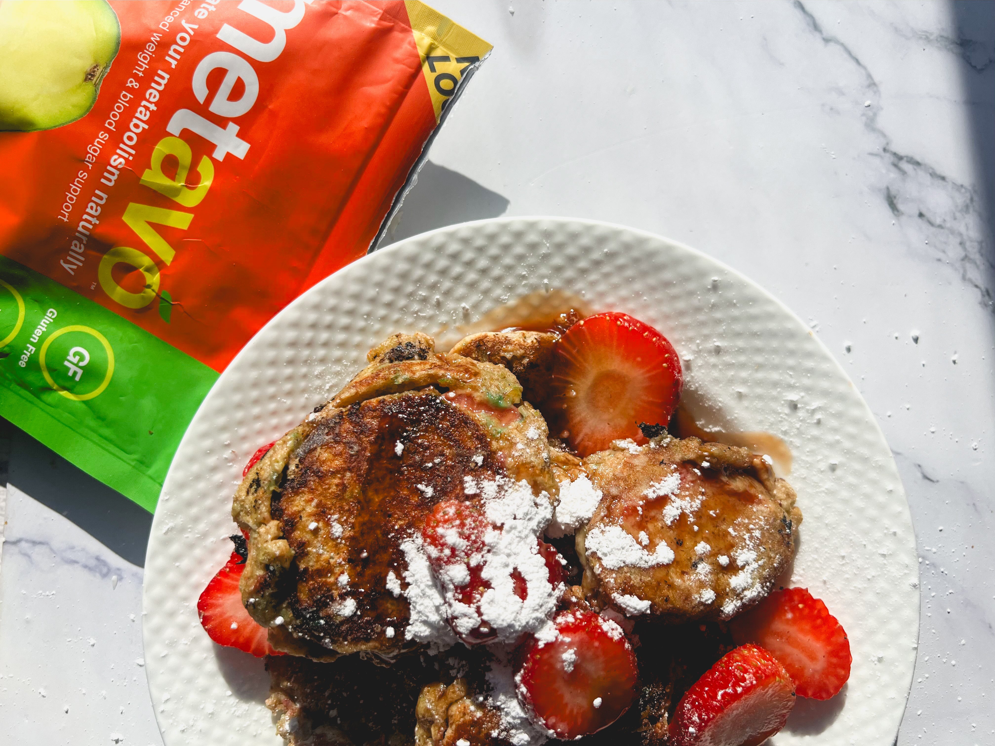 Strawberry Stuffed Protein Pancakes