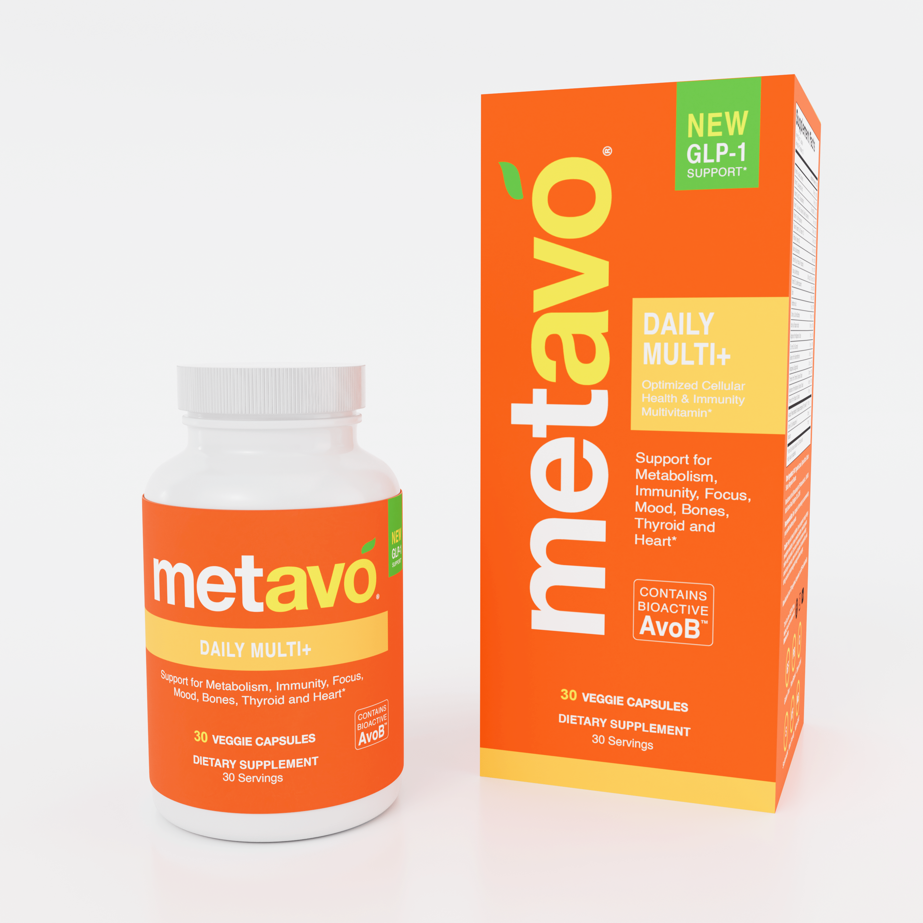 Metavo.com Metavo GLP-1 Metavo Daily Multi+ with GLP-1 Support - Cellular Health & Immunity Multivitamin with AvoB™ (30 Veggie Capsules)