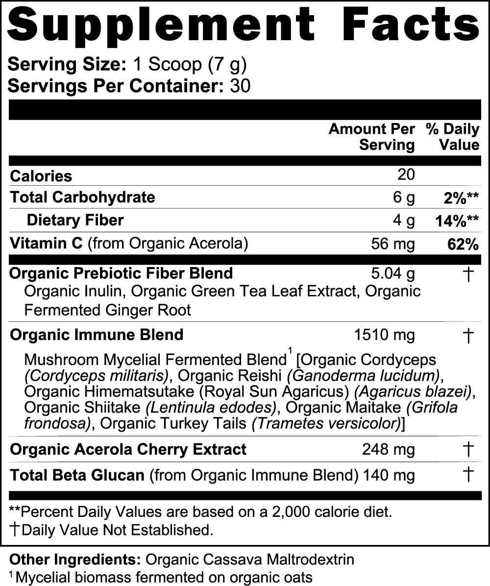 Metavo.com Natural Extracts Fiber and Mycelial Immune Blend