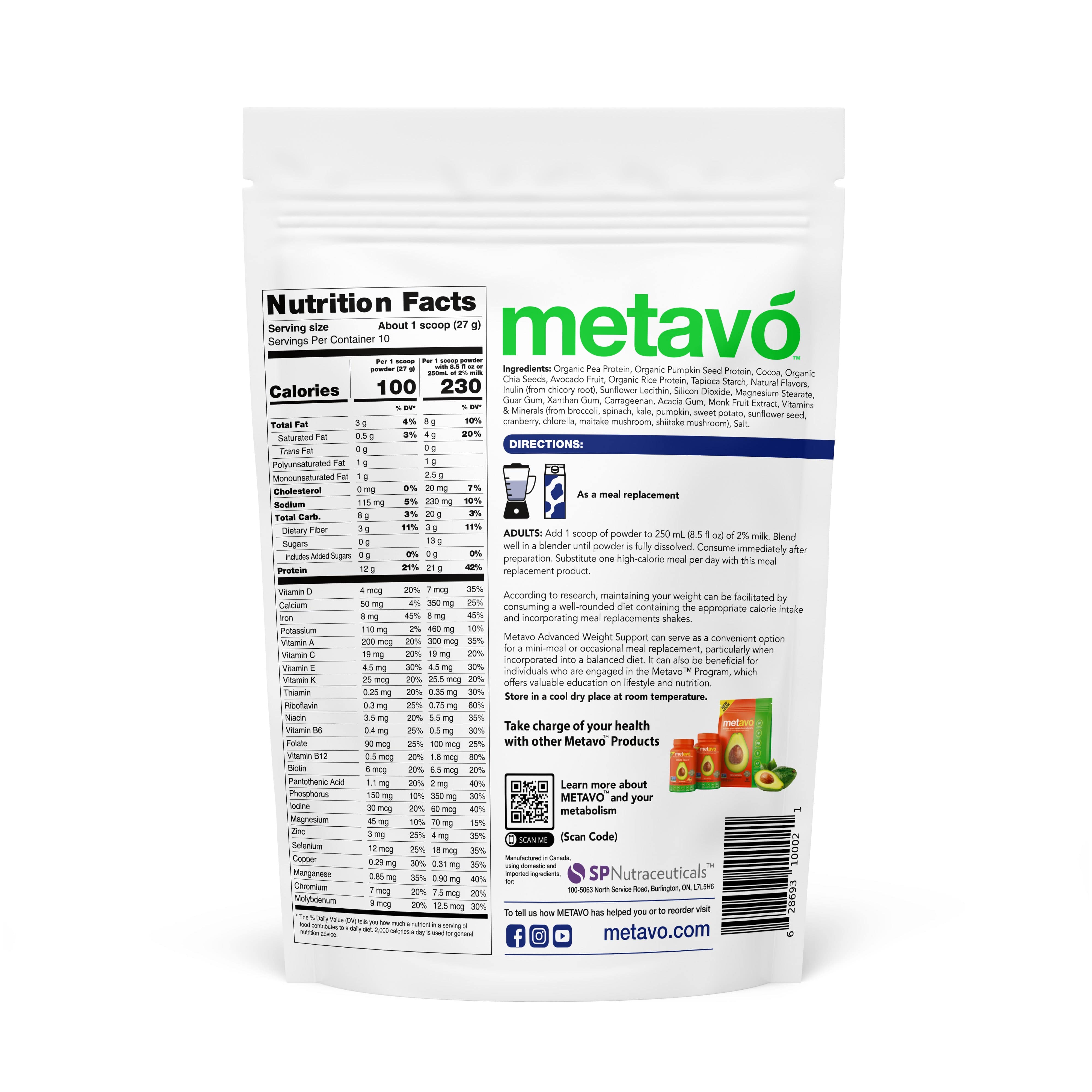 Metavo US Metavo GLP-1 Metavo Advanced GLP-1 Weight Support Meal Replacement Chocolate