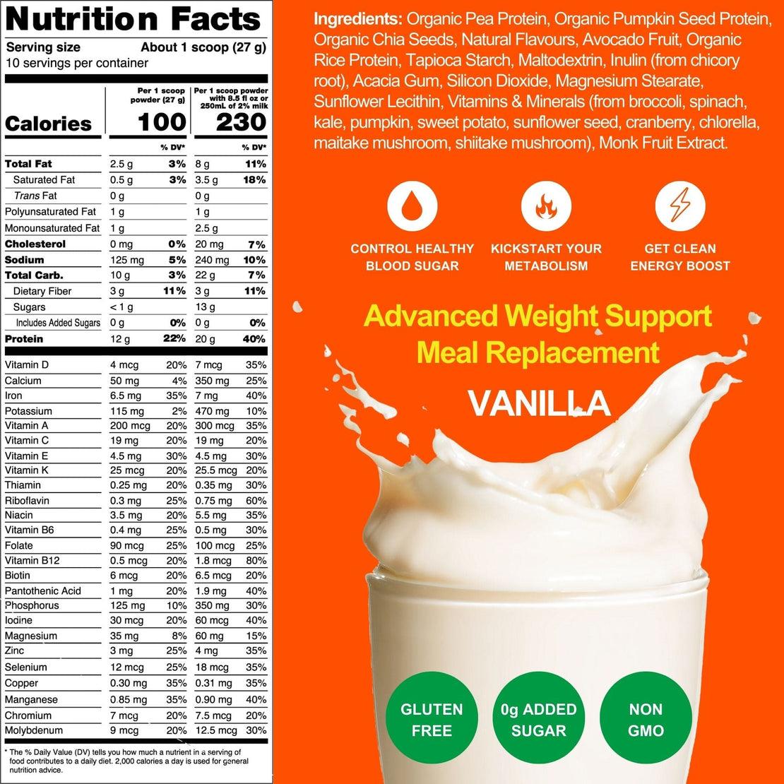 Metavo US Metavo Metavo Advanced Weight Support Meal Replacement Vanilla